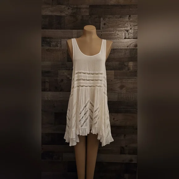 Free People | Dresses | Free People Tank Dress Tiered Lace And Polka Dot  Dress Or Swim Coverup | Poshmark